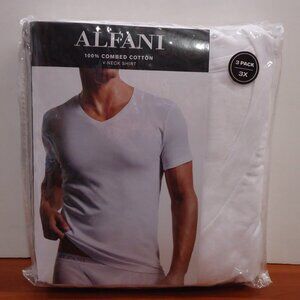 Alfani 3-Pack Men's Big & Tall 100% Cotton V-Neck T-Shirts White Size 4X (58-60)